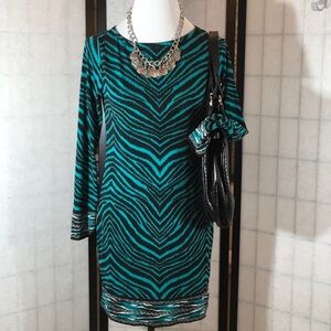 Michael Kors green/black slinky dress